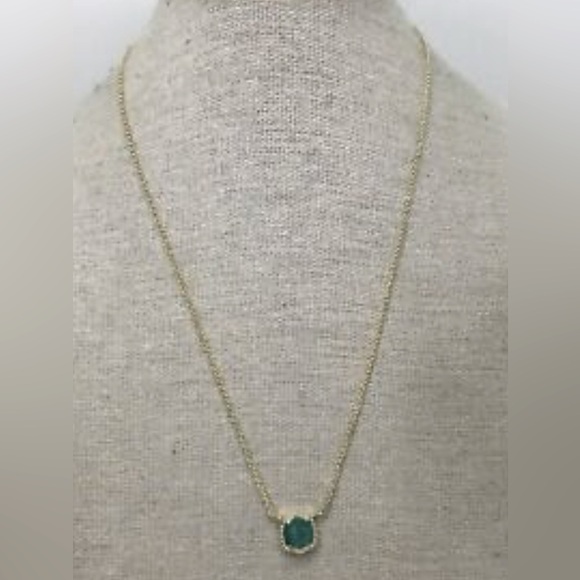 EUC [Kendra Scott] Davie Teal Green Amazonite Necklace, 14k Gold Over Brass - Picture 10 of 10